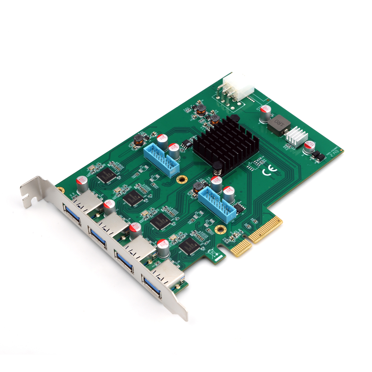 PCI-Express 4通道USB 3.0 擴(kuò)展卡(4個(gè)外置 + 4個(gè)內(nèi)置)