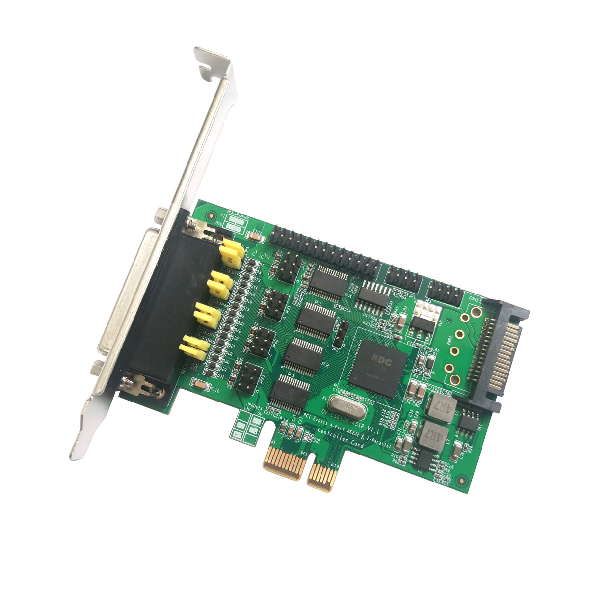 PCI-E轉(zhuǎn)4個(gè)串口 1個(gè)并口卡 帶供電功能，適配國(guó)產(chǎn)平臺(tái)